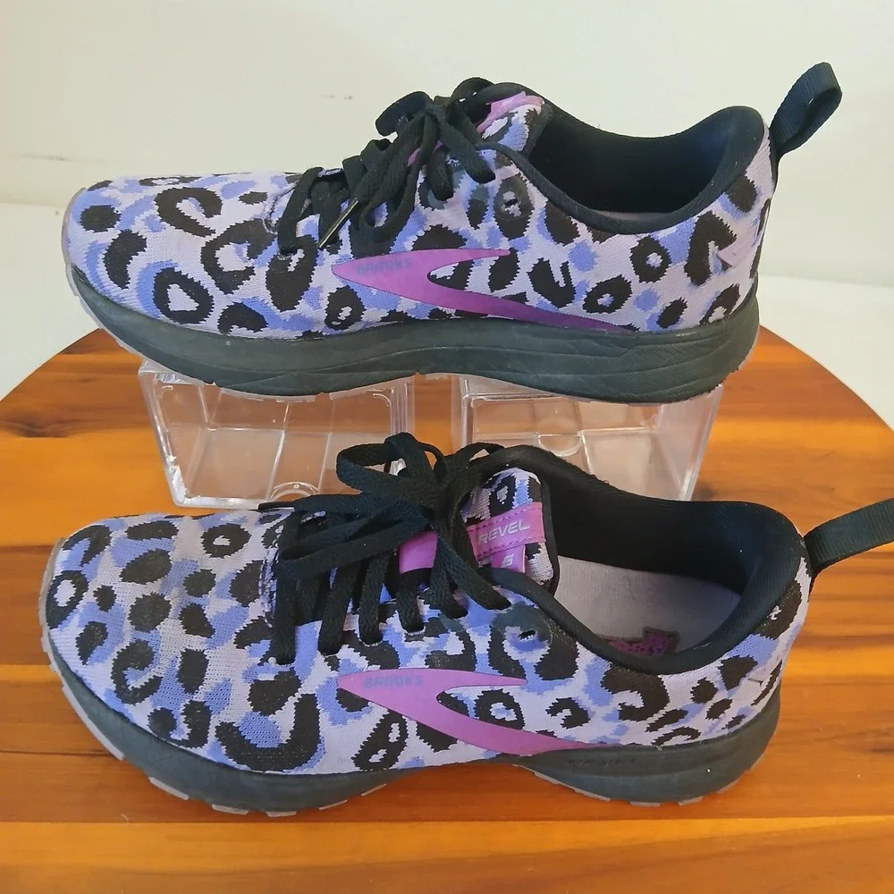 Brooks Revel 5 Women 7 Purple Leopard Running Shoes Sneakers 1203611B567